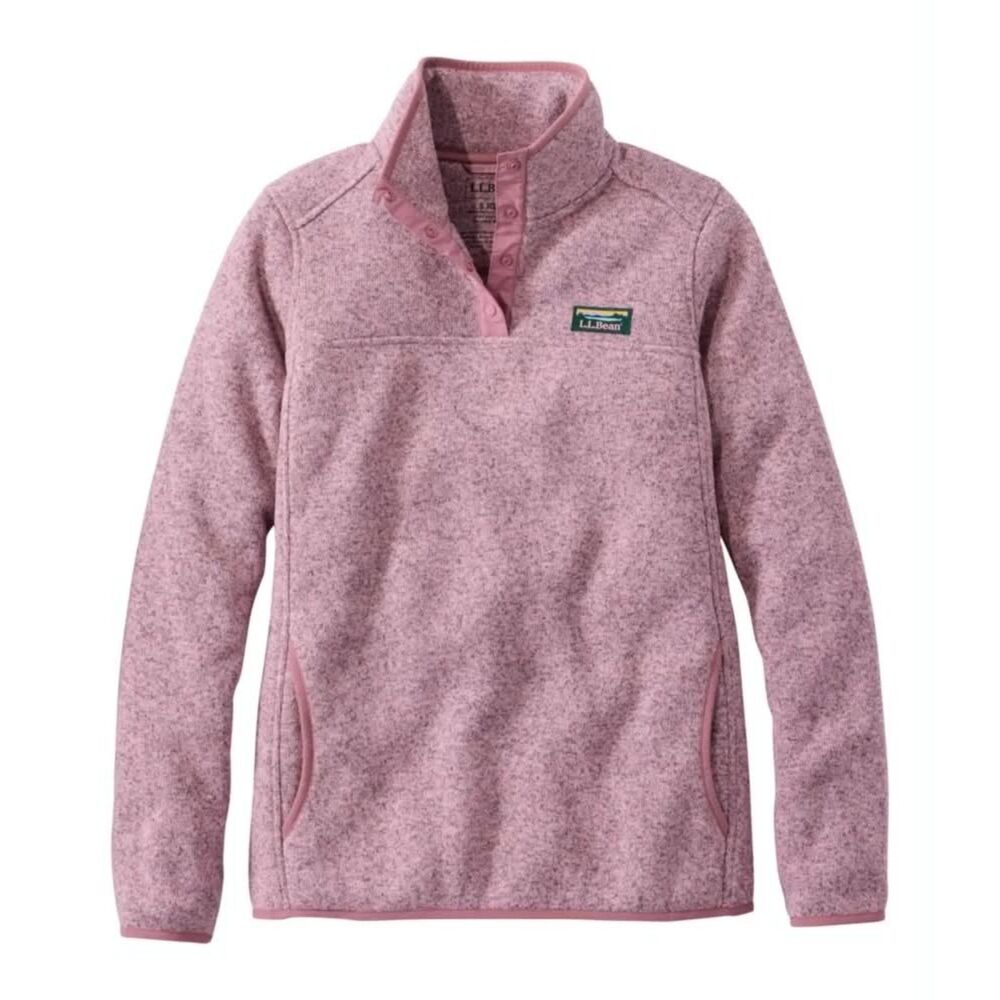 L.L.Bean Light Pink Fleece Snap Pullover Knit, size S Regular